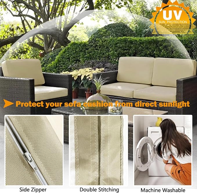 Sqodok Outdoor Cushion Covers 21x19 inch, Wicker Chair - Image 5