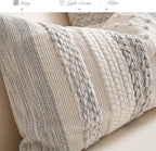 Gray Boho Decorative Throw Pillow Cover 22x22 Square Farmhouse Accent Cushion - Image 3