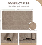 Vinyl Placemats Set of 4, Faux Leather Waterproof and Heat Resistant Place Mats, Washable Anti-Slip Table Mats with Coaster, Wipeable Placemats for Indoor & Outdoor 17" x 12" (Light Coffee, Set of 4)