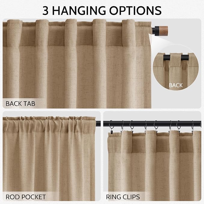 Sand Beige Curtains 90 Inches Long - Image 2