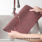 Leetaltree Burgundy Placemats Set of 12 - Heat Resistant Non-Slip Place mats for Dining Table, Washable Durable PVC Vinyl Woven Table Mats（Burgundy, 12）