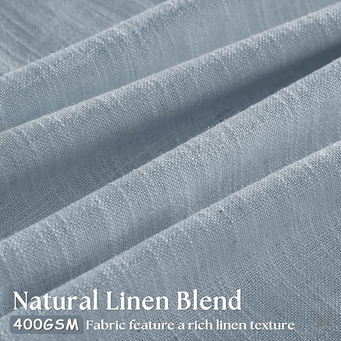 Dusty Blue Pleated Linen Curtains 96 Inches Long - Image 3