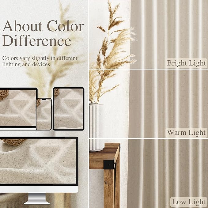 108 Inch Long Curtains for Living Room Boho Linen Eclectic Home Decor Light - Image 3