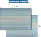 Placemats Set of 8 - Easy Clean Washable Vinyl Placemats - Wipeable Heat Resistant Table Mats for Dining Table - 17.7x11.8 Inch (8, Blue Gradient)