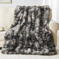 Lotus Karen Faux Fur Blanket Tie-Dye Dark Gray Twin Size - Big Bubble Rabbit Fluff Throw for Couch Small Fluffy Fuzzy Cozy Thick Furry Plush Shaggy Blankets 60x80 Inches