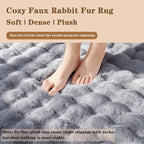 Blue Grey Rabbit Plush Rug 5'x8', Fluffy Shaggy Area Rug - Image 5