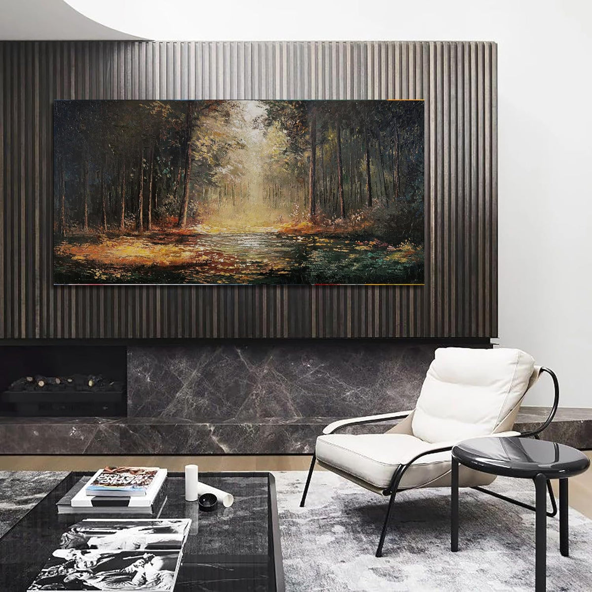 Canvas Wall Art Decor Large Wall Art Pictures for Living Room Landscape Natural Wall Art Decor Artwork for Walls Mystical Path Yellow Forest Wall Art Prints Art Work for Home Office Wall Decor 24"x48"