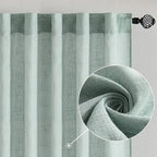MIULEE Sea Green Linen Curtains 52x96 Inch Long Soft Thick Linen Textured | - Image 2