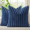 decorUhome Fall Faux Fur Throw Pillow Covers 22x22 Set of 2 Navy Blue | by decorUhome