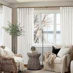 Beige White Pinch Pleated Linen 96 Inch Curtains 60 Inch Width | Linen Blend - Image 7