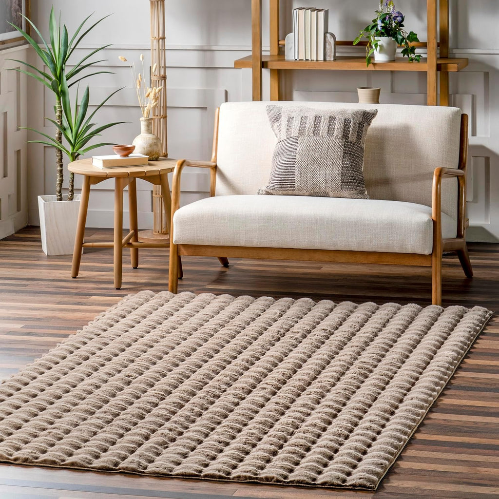nuLOOM 3'9" x 6' Cozy Plush SuperiorWash Area Rug, Machine Washable, Non-Slip, Soft Fluffy Shag Carpet for Living Room Bedroom Kids Room Nursery Home Decor, Jeni Taupe