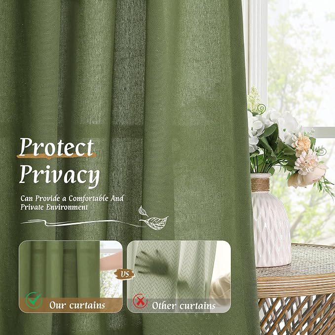 Semi Sheer Linen Curtains 45 Inch Length - Image 5