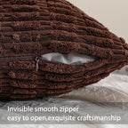 Pack of 2 Corduroy Decorative Throw Pillow Covers 16x16 Inch, Dark Brown | Fall - Image 3