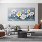 KUPTEU Canvas Wall Art Decor Large Wall Art Pictures for Living Room White Flowers Wall Art Prints Canvas Art Wall Decor Hallway Decorations Artwork for Walls Bedroom Home Aesthetic Decor 24" X 48"