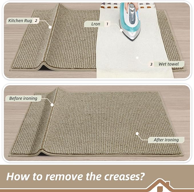 BEQHAUSE Kitchen Rugs and Mats 2PCS Non-Slip, Light Beige | Kitchen Mats - Image 9