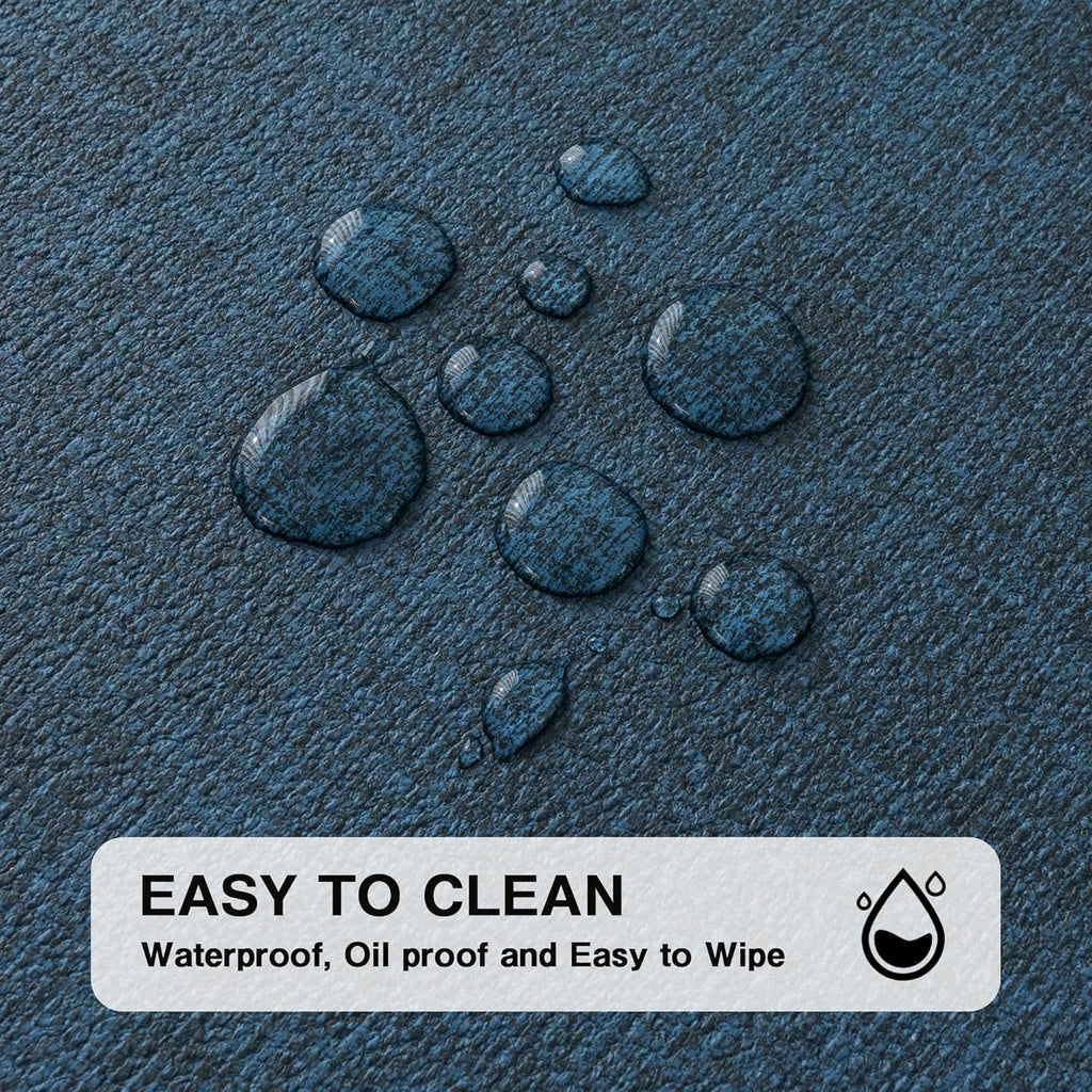 Chrysameld Vinyl Placemats Set of 4 - Faux Leather 100% Waterproof Oil-Proof Wipeable PU Place Mats, Heat Resistant Anti Slip Reversible Table Mats for Indoor & Outdoor Use,(17×12Inch, Navy Blue)