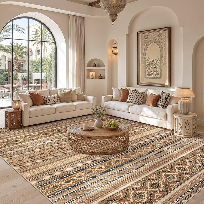 cotiled 6x9 Washable Area Rugs Living Room: Soft Lightweight Boho Rug | Stain - Image 5