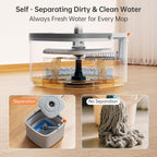 KZKR Spin Mop and Bucket Set with Self Separation Dirty and Clean Water System, Self Wringing 360° Rotating Square Mop Head for Home Floors Cleaning (1.0 Mop and Bucket Set (4 Pads))