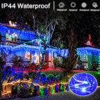 Icicle Christmas Lights Outdoor, 33 FT 400 LED Icicle Lights for Outside 8 Modes with 75 Drops, Plug in Waterproof Hanging Christmas Light for Holiday Pavilion Balcony Decorations, Blue
