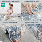 2x8 Washable Non-Slip Hallway Runner Rug – Modern Coastal Abstract Neutral - Image 5