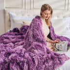 GONAAP Fuzzy Faux Fur Throw Blanket Tie-dye Violet Purple Super Soft Cozy Plush Fuzzy Shaggy Blanket for Couch Sofa Bed (Tie-dye Violet Purple, Throw(50"x60"))