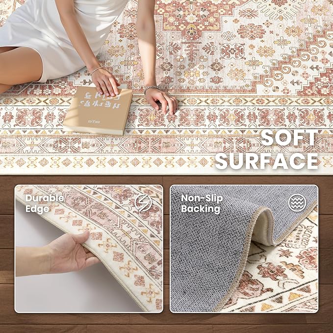 6x9 Area Rugs for Living Room, Large Washable Rug, Dining Room, Low Pile - Image 6