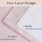 Light Pink Pinch Pleated Blackout Linen 80 Inch Window Curtains 2 Panels | 100% - Image 4