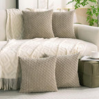 Set of 4 Taupe Decorative Throw Pillow Covers 20x20 Inch Corduroy Pillow Covers - Image 9