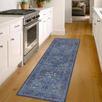 Dark Blue Washable 2x8 Runner Rugs Non Slip - Image 3