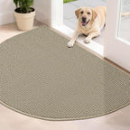 BEQHAUSE Dirt Trapper Door Mat 32" x 48" Half Circle Non Slip, Light Beige | by BEQHAUSE