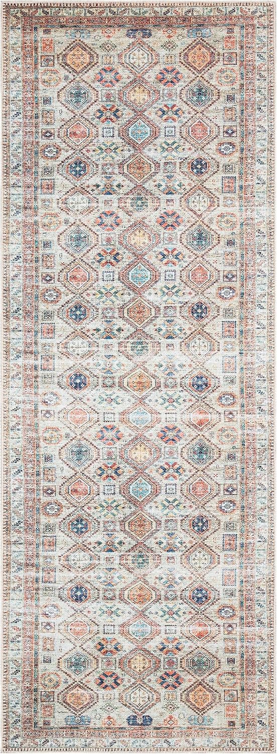 Keen Home Design 2x7 Rug - Machine Washable Runner Rug with Non-Slip Backing, Ideal for Hallway, Entryway, Kitchen, Laundry Room - Vintage, Easy Clean, Durable, Low Pile Rug - (2'6" x 7')