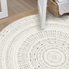 cotiled 8x8 Round Rug 8ft Circle Living Room Boho Area Rugs | Washable Foldable - Image 6