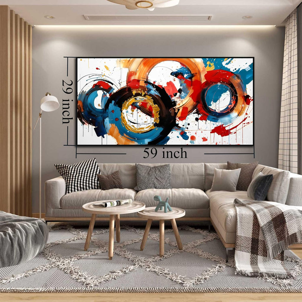 Abstract Wall Art With Black Wood Frames Large Canvas Prints Modern Living Room Bedroom Home Office Wall Decor Framed Colorful Circle Abstract Picture Ready to Hang Size 30x60