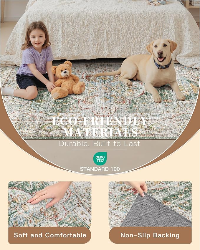 Madane Washable Area Rug 2x3 Small Entryway Rugs Non-Slip, Low Pile Floor Carpet - Image 5