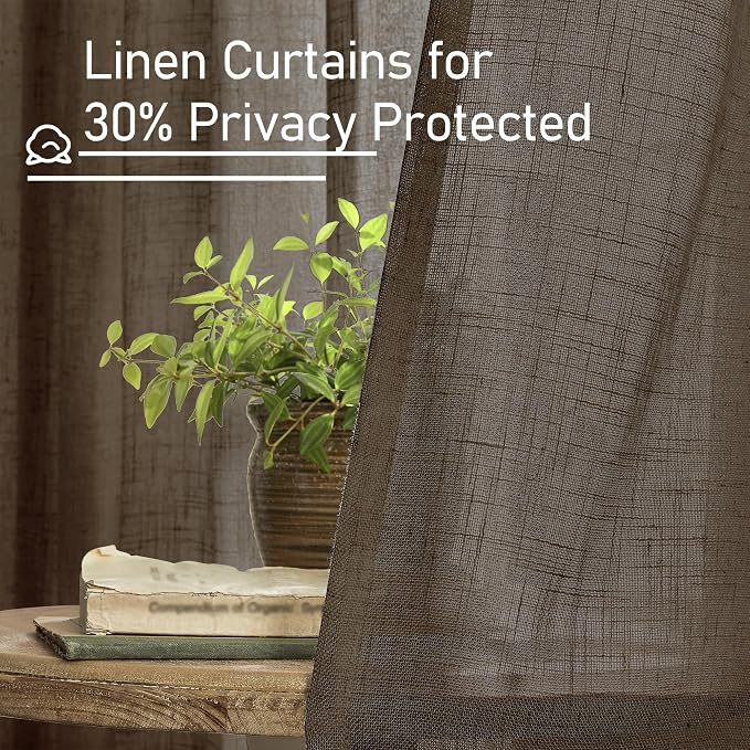 Dark Brown 72 inch Linen Textured Curtains - Image 5