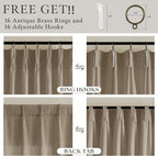 80 Inch Grey Beige Linen Pleated Memory Shaped Semi Sheer Curtains 50WxL80 | - Image 6