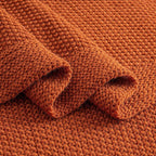 CozeCube Burnt Orange Seed Stitch Throw Blanket 60"x80", Farmhouse Decor | - Image 8