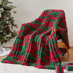 Chunky Knit Throw Blanket, 40''*50'' Knitted Throw Chenille Yarn for Bed Couch, Handmade Stripe Crochet Big Thick Blanket, Machine Washable Cute Comfy Blanket for Home Decor