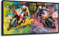 JEAWA Framed Canvas Wall Art - Large Abstract Painting Decor, Motorcycle Racing Color Graffiti Pictures, Modern Art Prints for Bedroom Living Room Bathroom Home Decoration, 29x58 IN