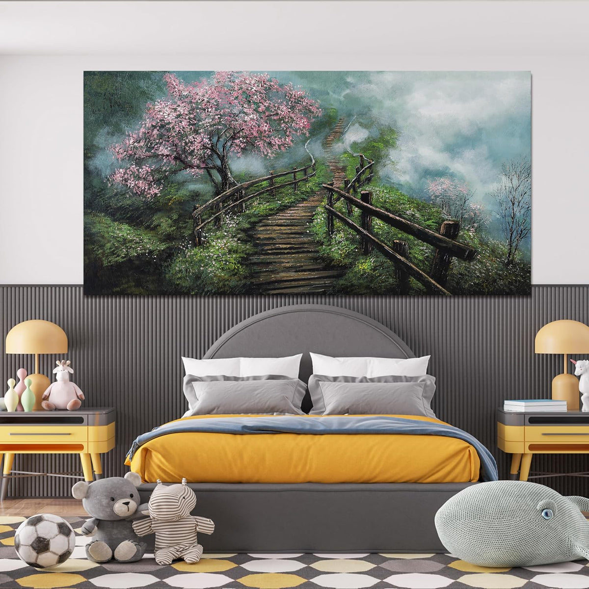 Dimpaga Canvas Wall Art Decor Large Wall Art Pictures for Living Room Tree of Life Wall Art Prints Foggy Trail Wall Art Decor Large Artwork for Walls for Room Home Office Wall Decor 29" X 58"