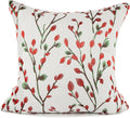 YOUR SMILE Christmas Red Classical Embroidery Jacquard Teal Leaf Pattern Square Decorative Throw Pillow Case Cushion Cover 18 x 18 inch