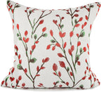 YOUR SMILE Christmas Red Classical Embroidery Jacquard Teal Leaf Pattern Square Decorative Throw Pillow Case Cushion Cover 18 x 18 inch