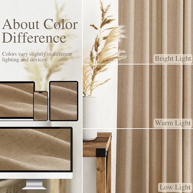Sand Beige Curtains 90 Inches Long - Image 3