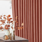 Pinch Pleated Linen Semi Sheer Curtains 45 Inch Length 2 Panels Firebrick | - Image 6