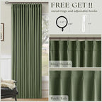 105 Inch Olive Green Linen Pinch Pleated Blackout Curtains - Image 5