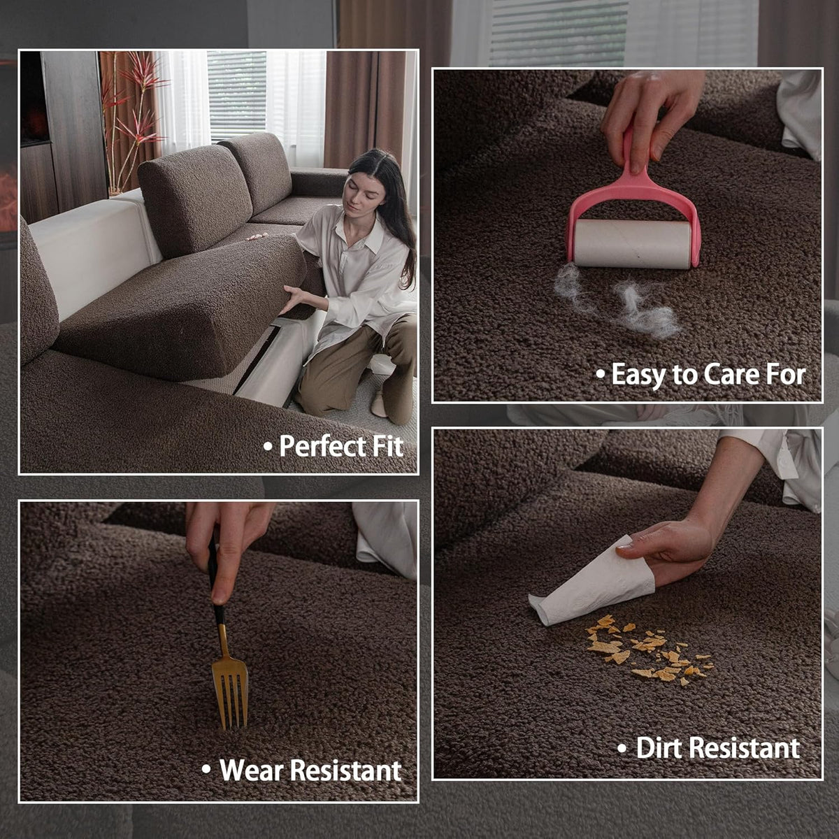 Couch Cushion Covers for Sectional Sofa, Stretch Soft Sofa Slipcovers Washable Wear-Resistant Universal Furniture Protector for Living Room(1 Piece Armrest Cover, Brown)