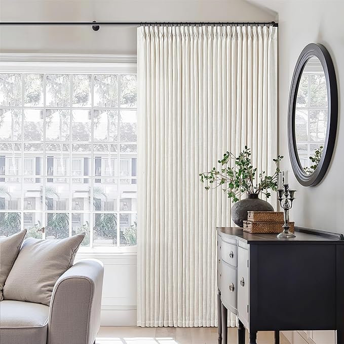 Natural Pinch Pleated Linen Curtains 126 Inches Long 2 Panels | - Image 8