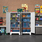 White Metal Storage Cabinet, 61" Steel Cabinets for Home Office, Kitchen Pantry Storage Cabinet with Doors and 3 Adjustable Shelves, Tool Cabinet, for Office, Home, Garage, School