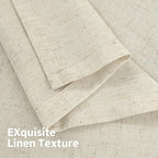 YoungsTex 90 Inch Length Beige Linen Curtains 2 Panels - Image 6