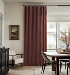 Chestnut Brown Thick Linen Pleated Light Filtering Curtains 96 Inch Long | - Image 8